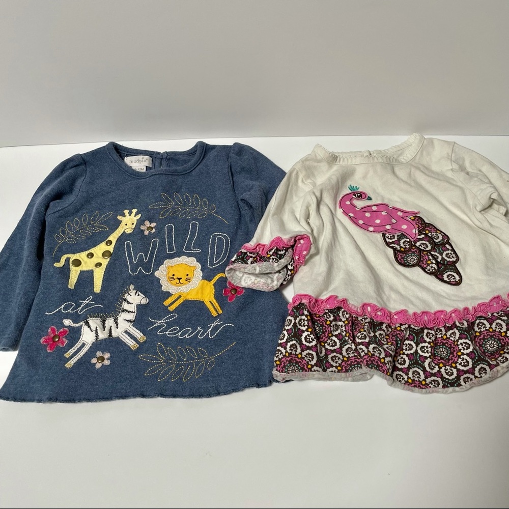 Lot of 2 long sleeve tees 12 months Mud Pie